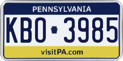 PA license plate KBO3985