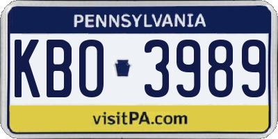 PA license plate KBO3989
