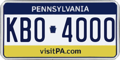 PA license plate KBO4000