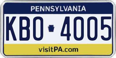PA license plate KBO4005