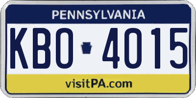 PA license plate KBO4015