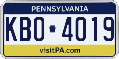 PA license plate KBO4019