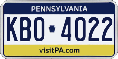 PA license plate KBO4022