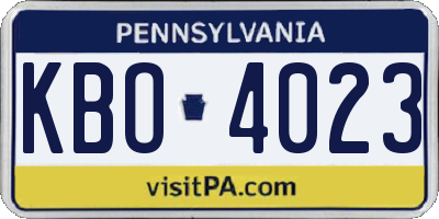 PA license plate KBO4023