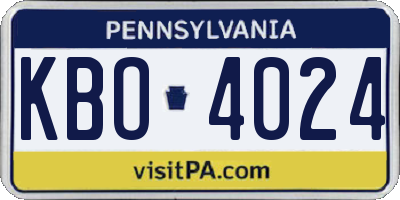PA license plate KBO4024