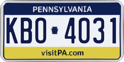 PA license plate KBO4031