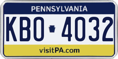 PA license plate KBO4032
