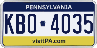 PA license plate KBO4035