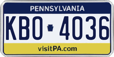 PA license plate KBO4036