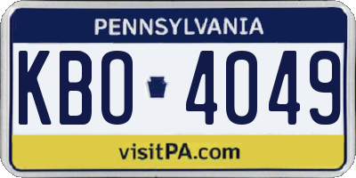 PA license plate KBO4049