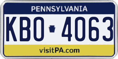 PA license plate KBO4063