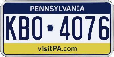 PA license plate KBO4076