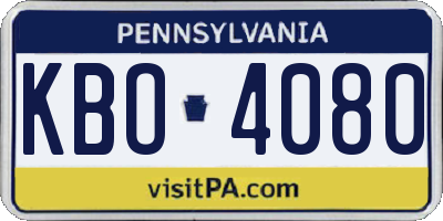 PA license plate KBO4080