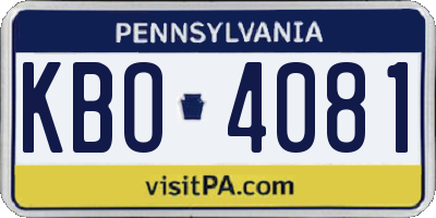 PA license plate KBO4081