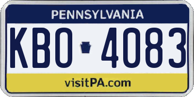 PA license plate KBO4083