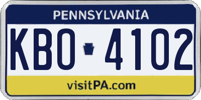 PA license plate KBO4102