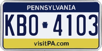 PA license plate KBO4103