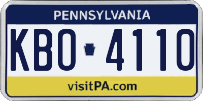 PA license plate KBO4110