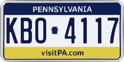 PA license plate KBO4117