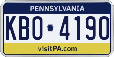 PA license plate KBO4190