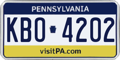 PA license plate KBO4202