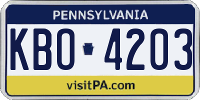 PA license plate KBO4203