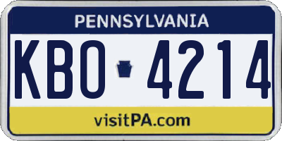 PA license plate KBO4214