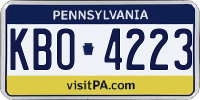 PA license plate KBO4223