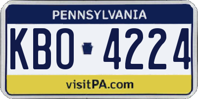 PA license plate KBO4224
