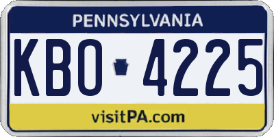 PA license plate KBO4225