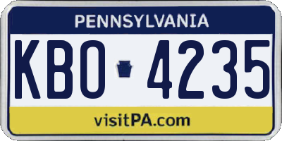 PA license plate KBO4235