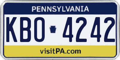 PA license plate KBO4242