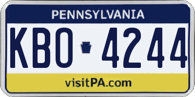 PA license plate KBO4244