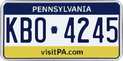 PA license plate KBO4245