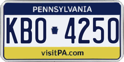 PA license plate KBO4250