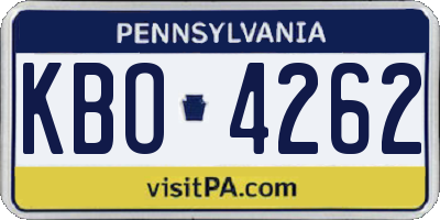 PA license plate KBO4262