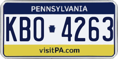 PA license plate KBO4263