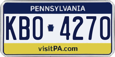 PA license plate KBO4270