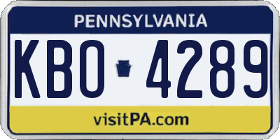 PA license plate KBO4289