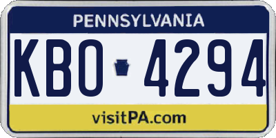 PA license plate KBO4294