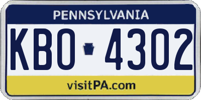 PA license plate KBO4302