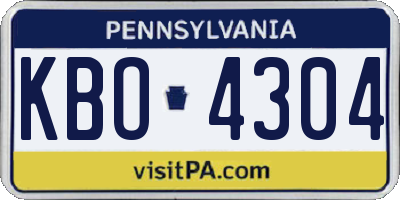PA license plate KBO4304