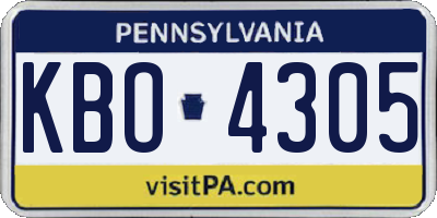 PA license plate KBO4305