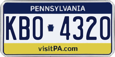 PA license plate KBO4320