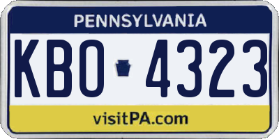 PA license plate KBO4323