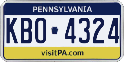 PA license plate KBO4324
