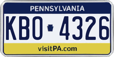 PA license plate KBO4326