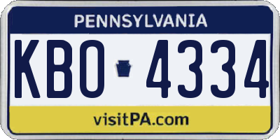 PA license plate KBO4334