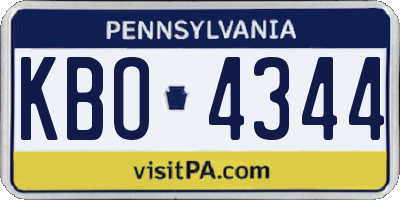 PA license plate KBO4344