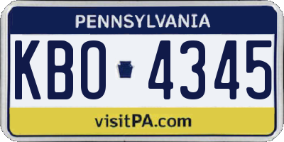 PA license plate KBO4345
